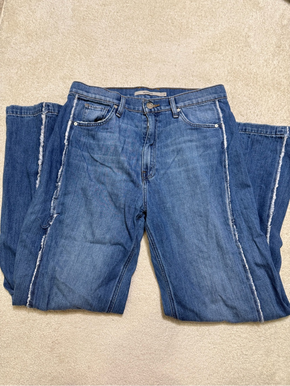 Hudson Jodie Loose Fit Wide Leg Denim Jean With Frayed Seams Unravel Size 29 8 - Picture 4 of 12